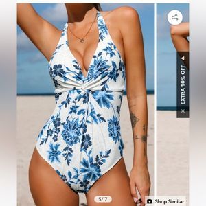 Conch Sound Plunge Twisted Multi-Back One Piece Swimsuit size M